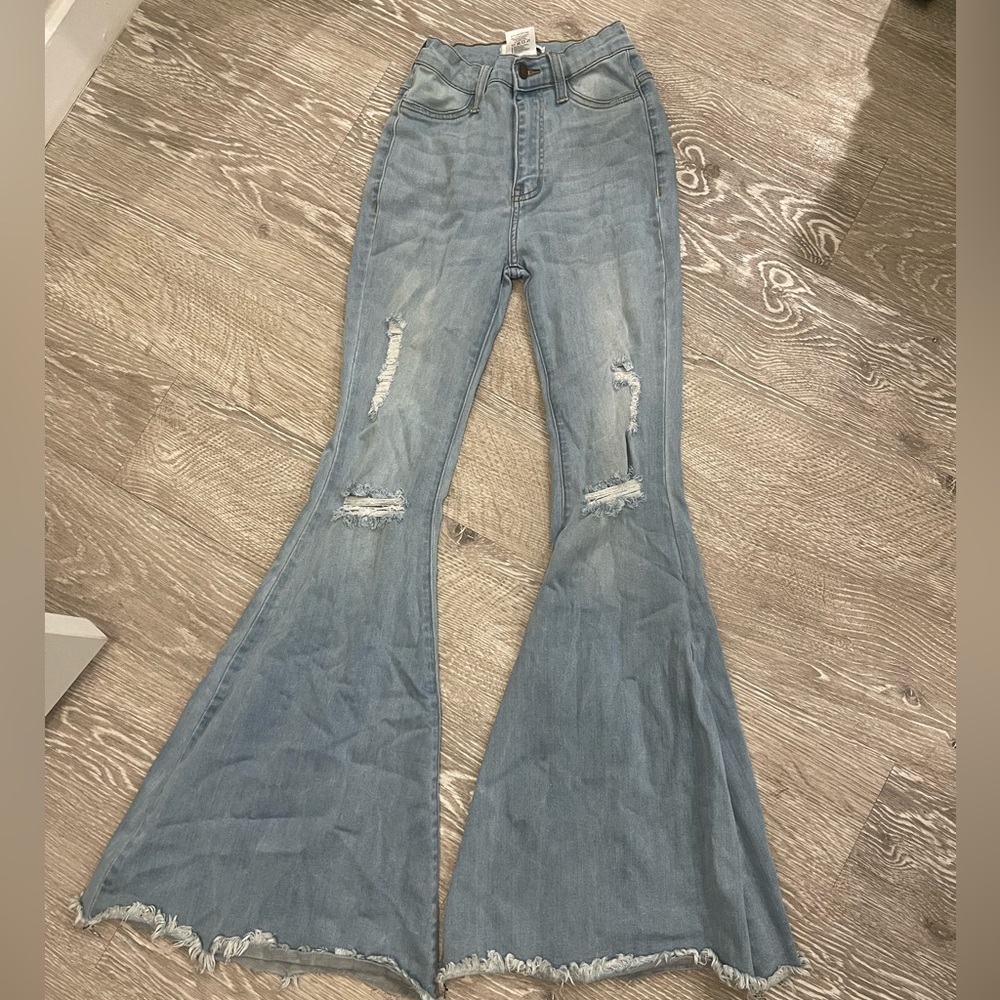 Distressed Bell Bottom Jeans